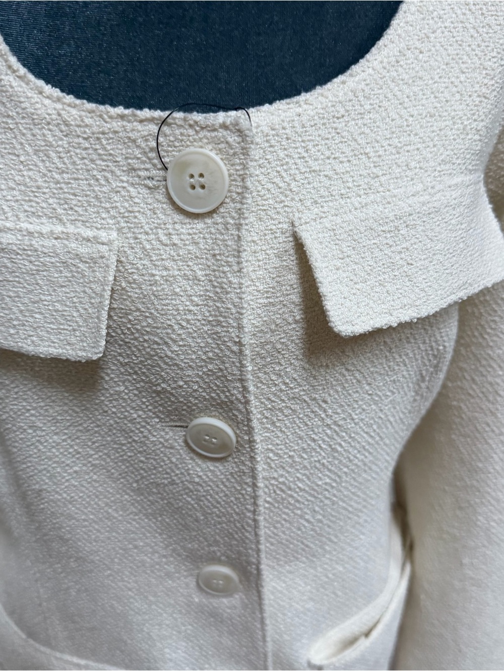 New H&M cream off white wool blend BOUCLÉ BLAZER DRESS medium - Picture 3 of 8